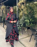 پیراهن سه تکه محیا گل رز قرمز
