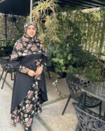 پیراهن سه تکه محیا گلدار کرم