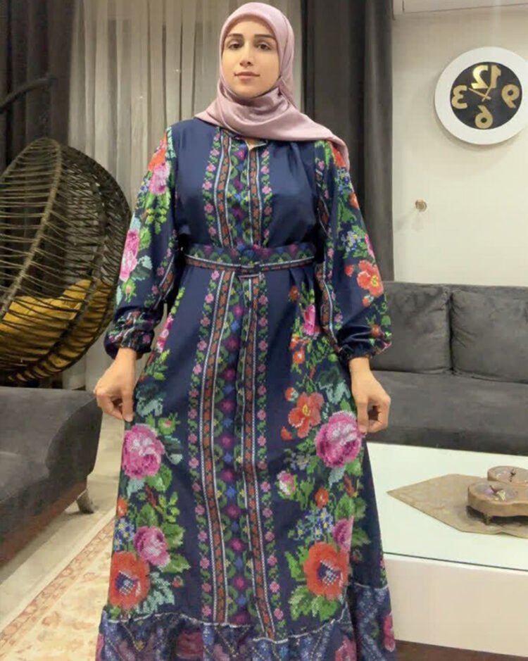 پیراهن ساحلی گلدار سرمه ای