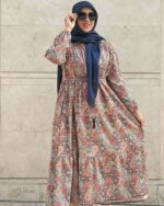 پیراهن ساحلی اقتصادی کد 06 با روسری آبی