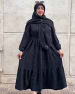 پیراهن ساحلی مشکی نخی ساده