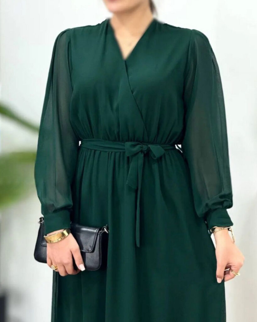 پیراهن حریر سبز