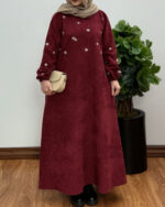 پیراهن مانتویی بابونه زرشکی