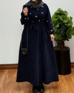 پیراهن مانتویی بابونه سرمه ای