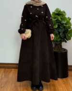 پیراهن مانتویی بابونه قهوه ای