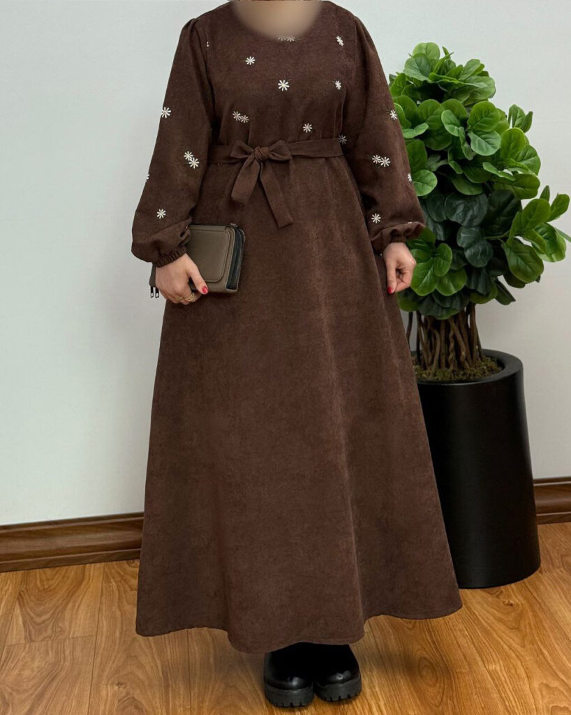 پیراهن مانتویی بابونه نسکافه ای