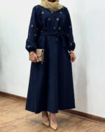 پیراهن مانتویی مخمل کبریتی نورین - Image 10