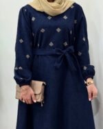 پیراهن مانتویی مخمل کبریتی نورین - Image 9