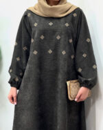 پیراهن مانتویی مخمل کبریتی نورین - Image 7