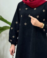 پیراهن مانتویی مخمل کبریتی نورین - Image 3