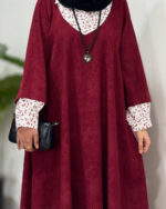 پیراهن مانتویی مخمل کبریتی یلدا - Image 2