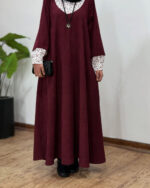 پیراهن مانتویی مخمل کبریتی یلدا