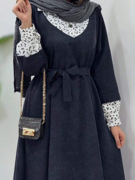 پیراهن مانتویی نورین سرمه ای