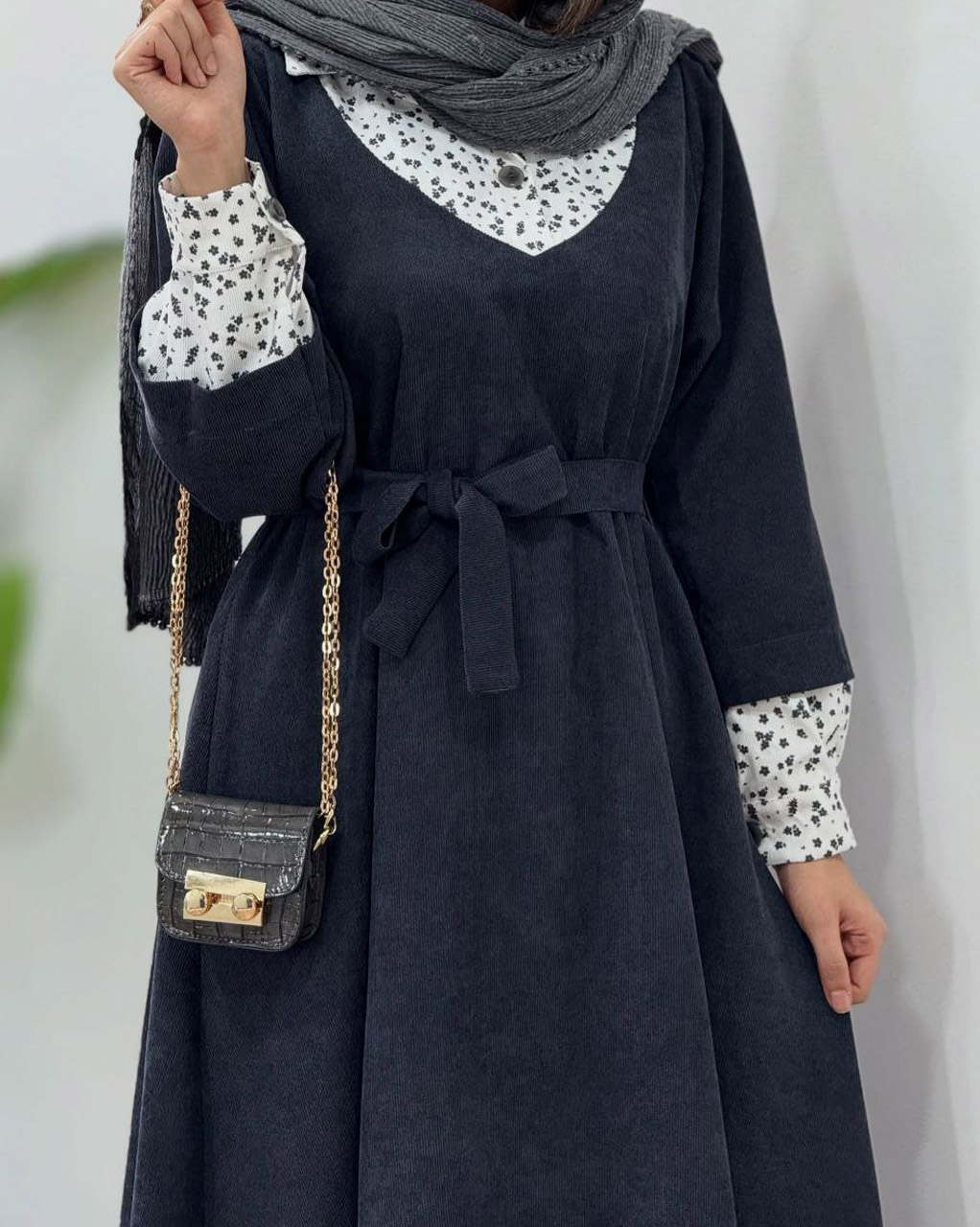 پیراهن-مانتویی-نورین-سرمه-ای پیراهن مانتویی نورین سرمه ای