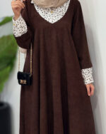 پیراهن مانتویی نورین قهوه ای