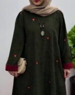 پیراهن مخمل کبریتی تبسم سبز
