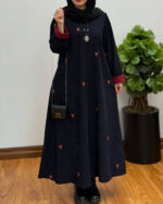 پیراهن مخمل کبریتی تبسم سرمه ای