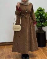 پیراهن مخمل کبریتی تبسم قهوه ای