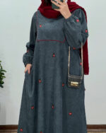 پیراهن مانتویی ناربن طوسی ذغالی