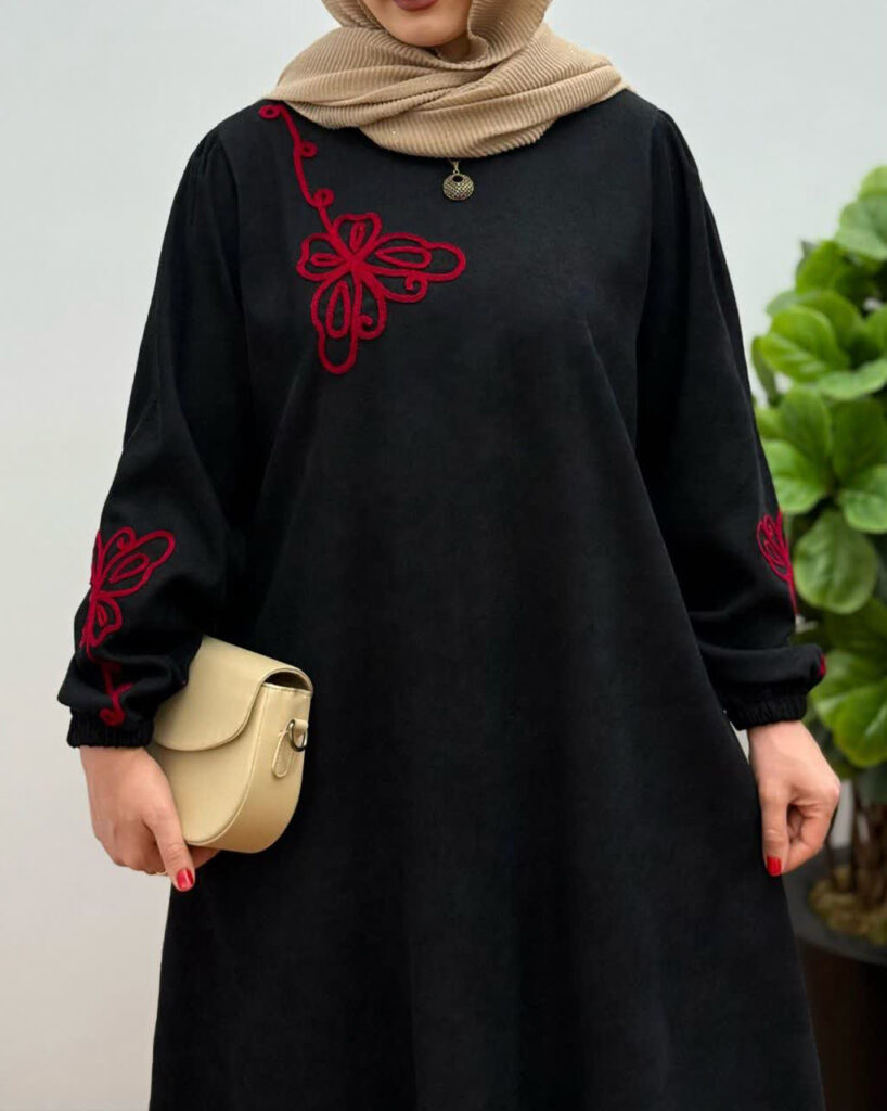 پیراهن مانتویی سوپر کلوش پروانه مشکی