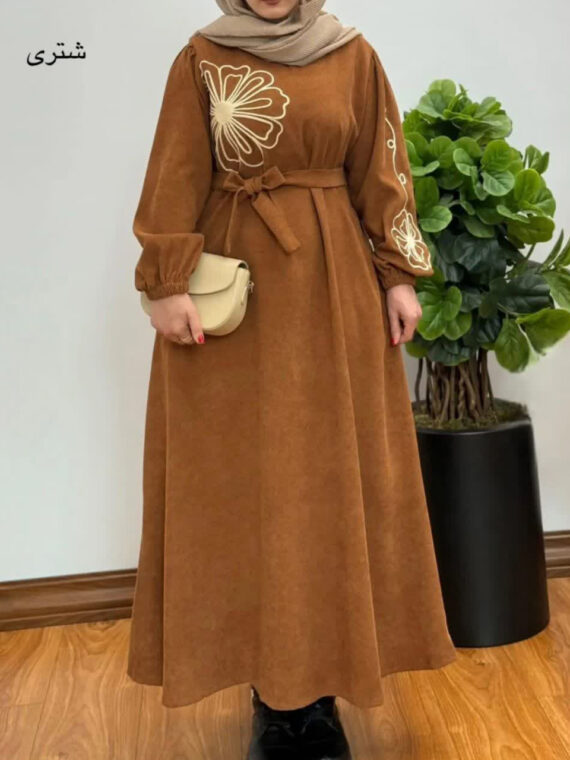 پیراهن مانتویی سوپر کلوش خورشید شتری