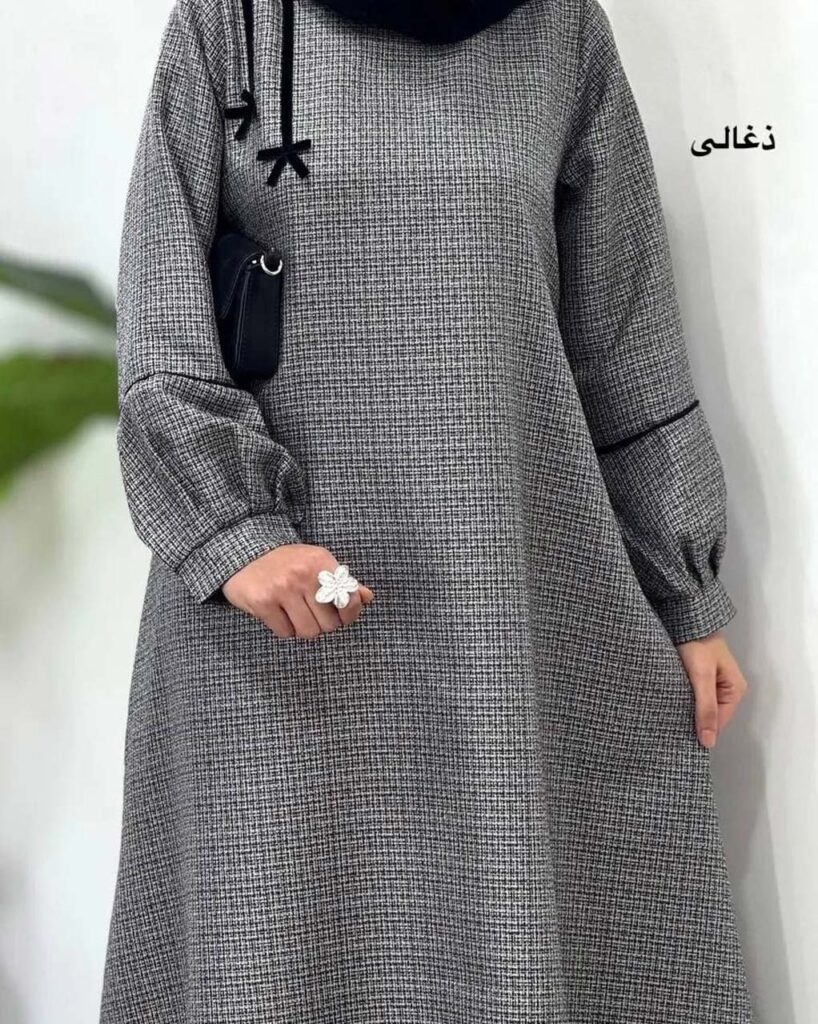 پیراهن مانتویی پاپیون ذغالی