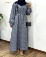 پیراهن مانتویی پاپیون سرمه ای