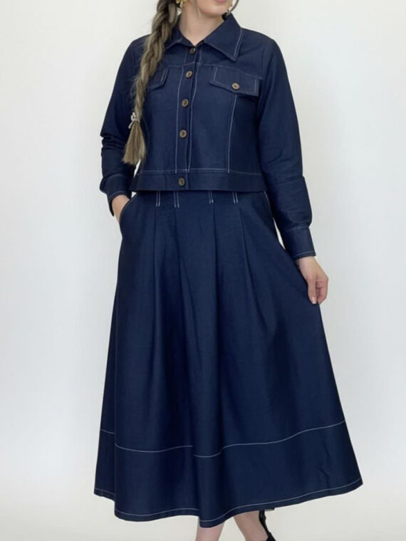 کت دامن جین اعلا سرمه ای