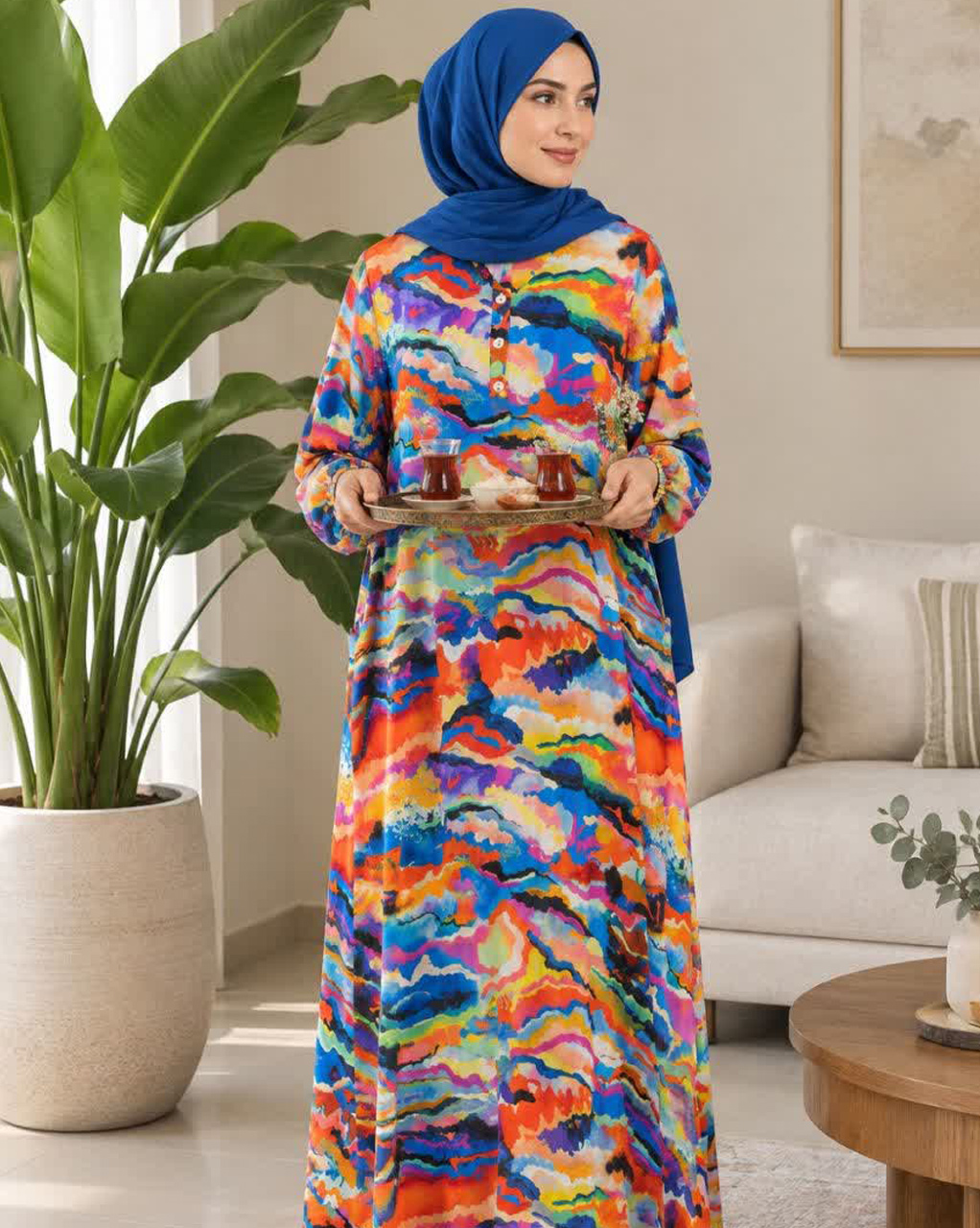 پیراهن ساحلی طناز آبرنگی